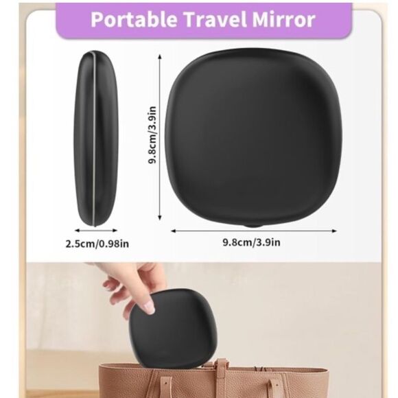 Compact Black Portable Lighted LED Makeup Mirror 1X/10X Magnification NEW - Picture 7 of 8